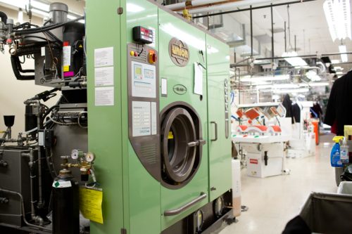Eco-friendly dry cleaning equipment used at Anton's Cleaners facility